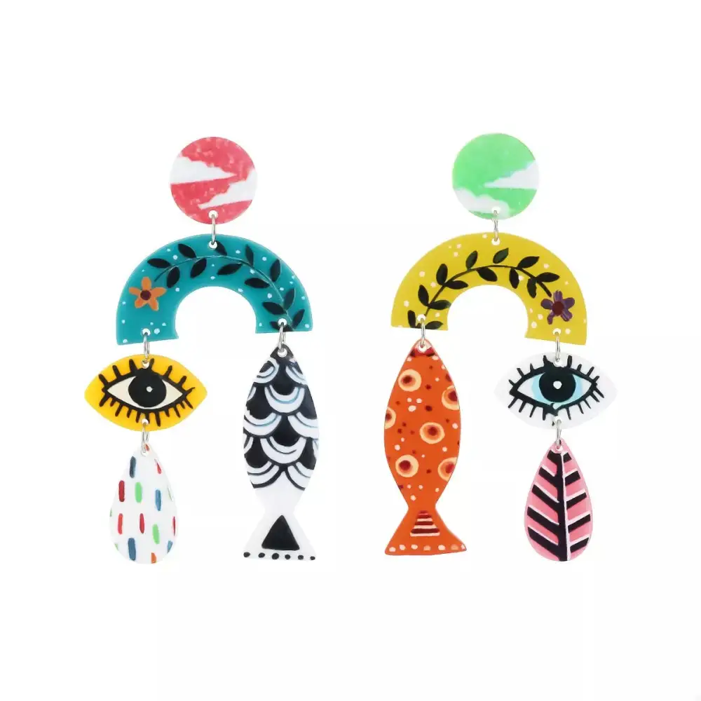 Symbol Fish Dangle Earrings
