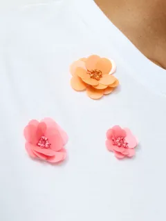 Casual Exquisite 3D Floral Cotton Short Sleeves