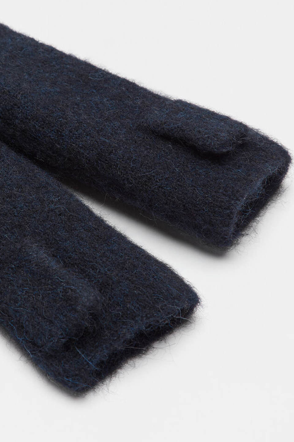 Dark Blue Fluffy Knit Arm Warmers