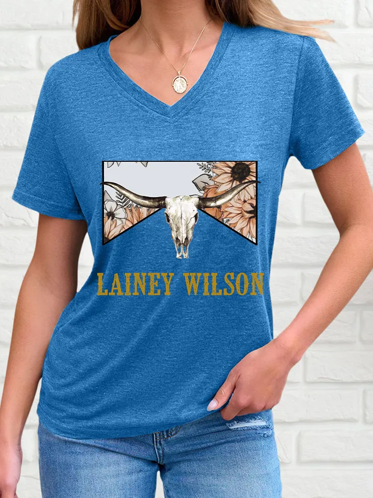 Woman's Simplicity V-Neck And Short Sleeves T-Shirt