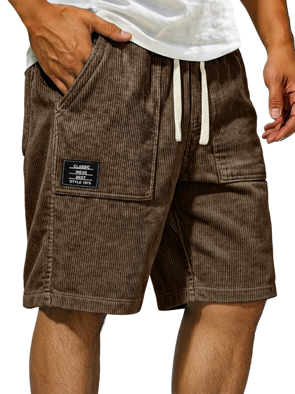 Corduroy Pocket Seamed Shorts