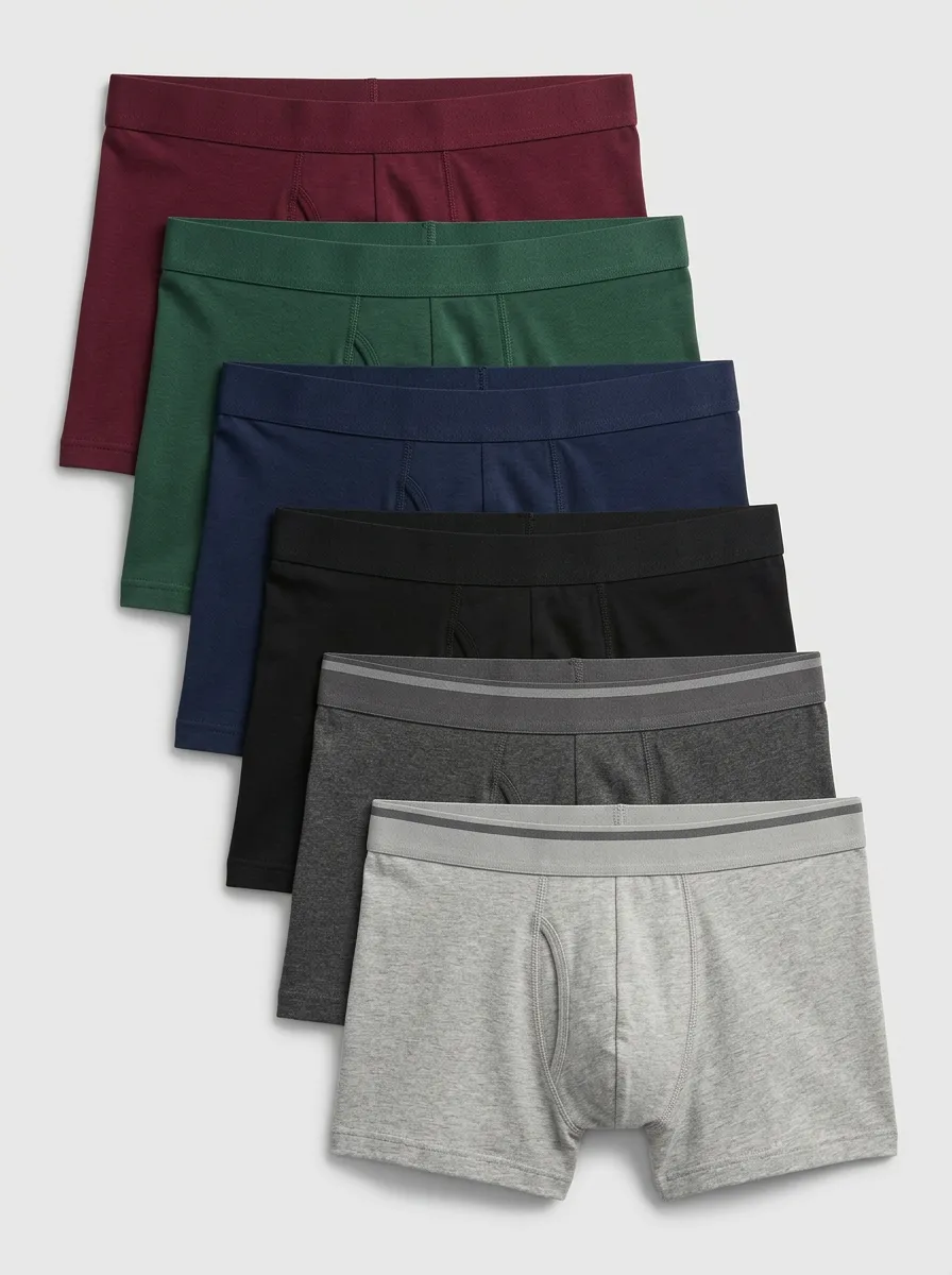 Men's Heathered Texture Athletic Fit 6-Pack Boxer Briefs