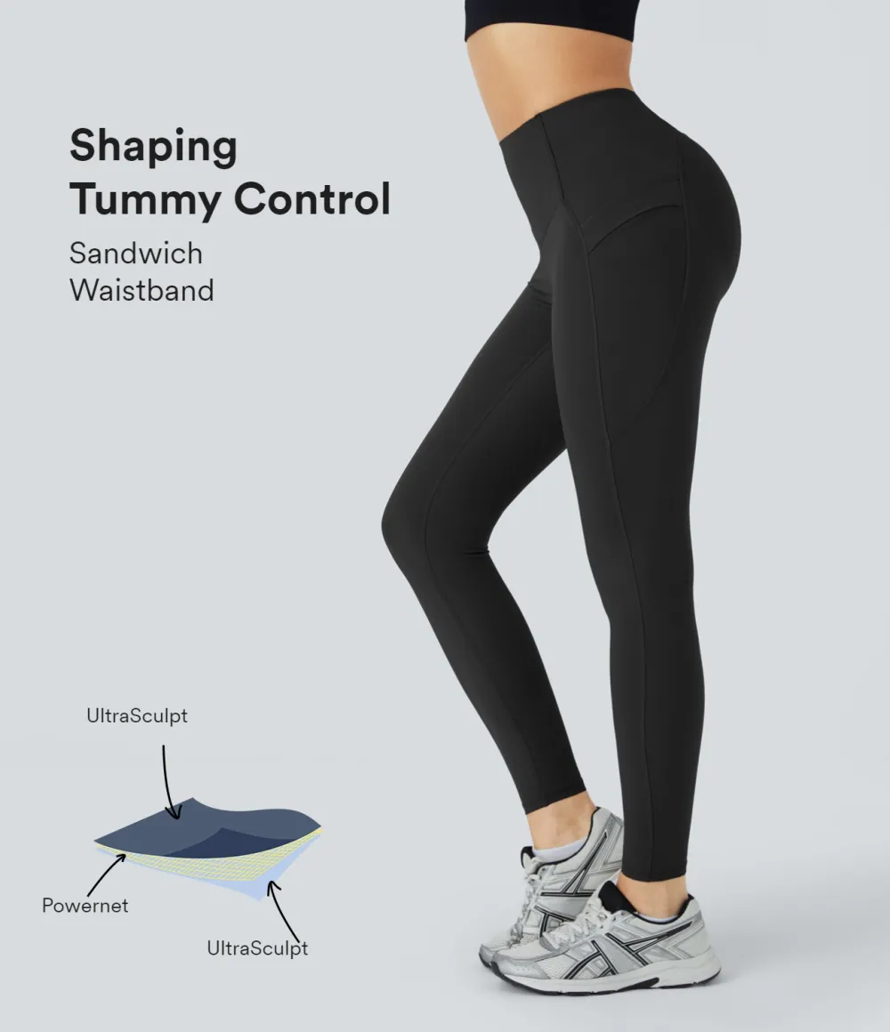 SoCinched High Waisted Butt Lifting Tummy Control Side Pocket Shaping Yoga UltraSculpt Leggings