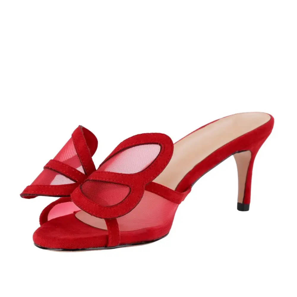 Mesh Butterfly Suede Mule Sandals