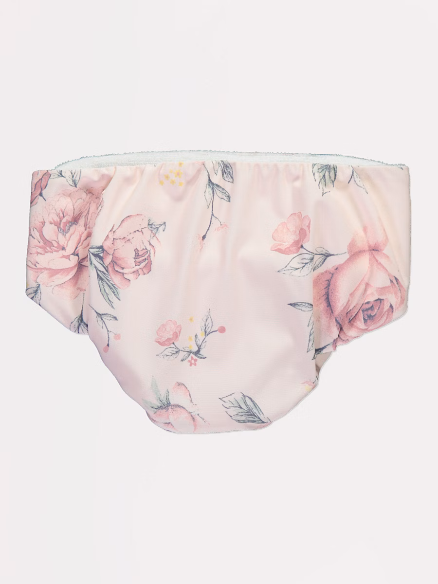 Pink Floral Swim Nappy detail 2
