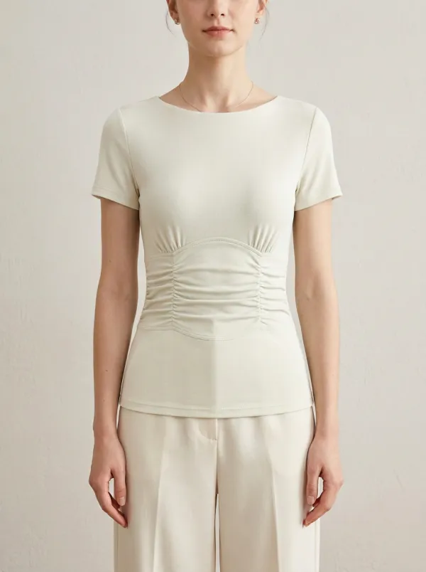 Waist-Ruched Ruched Slim-Fit T-Shirt