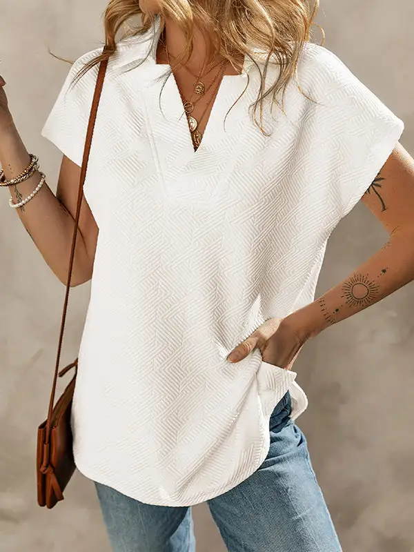 Relaxed Short Sleeve V-Neck Everyday T-Shirt