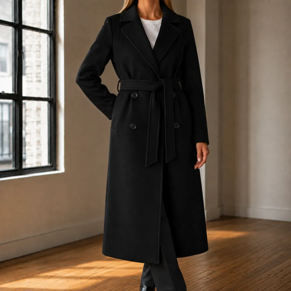 Double-Breasted Longline Overcoat