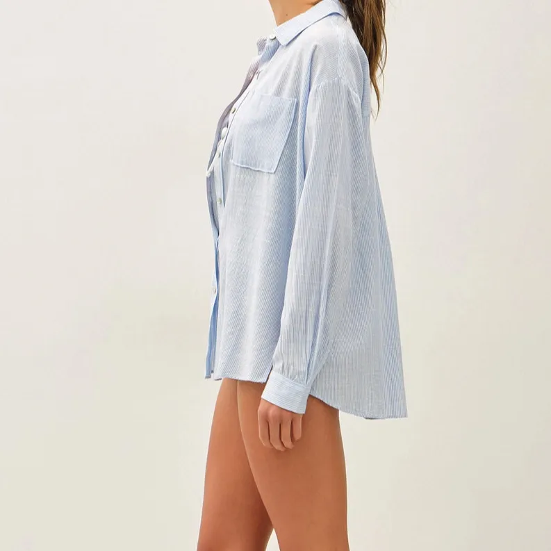 Pinstripe Button Front Shirt