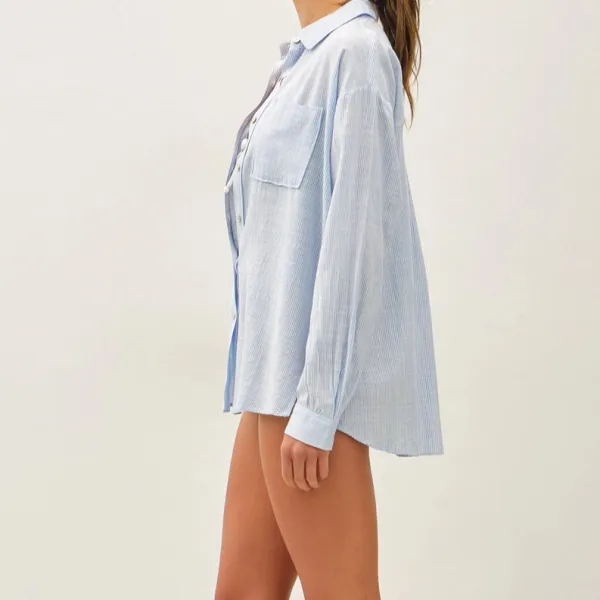 Pinstripe Button Front Shirt