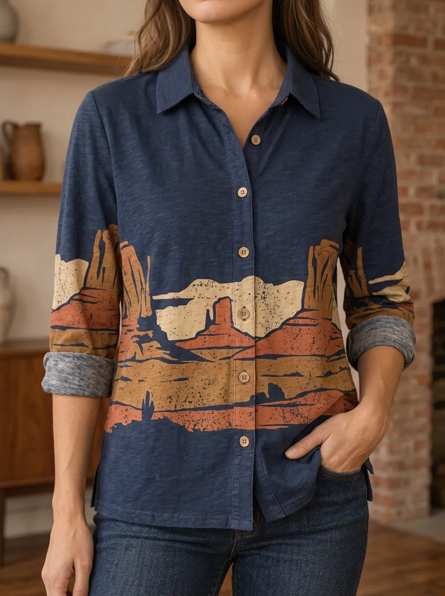 Women's Forest Western Desert Landscape Shirt