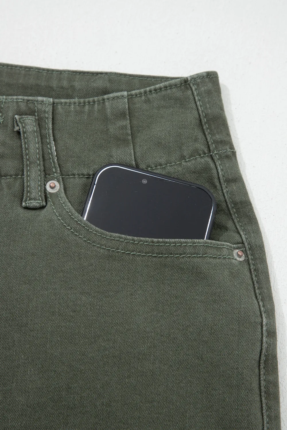 Soft Green High Waist Wide Jeans