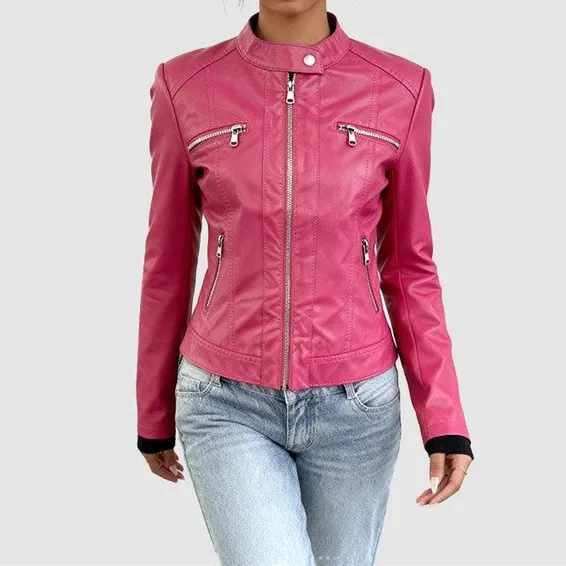 Classic Faux-Leather Leather Casual Outerwear Jacket
