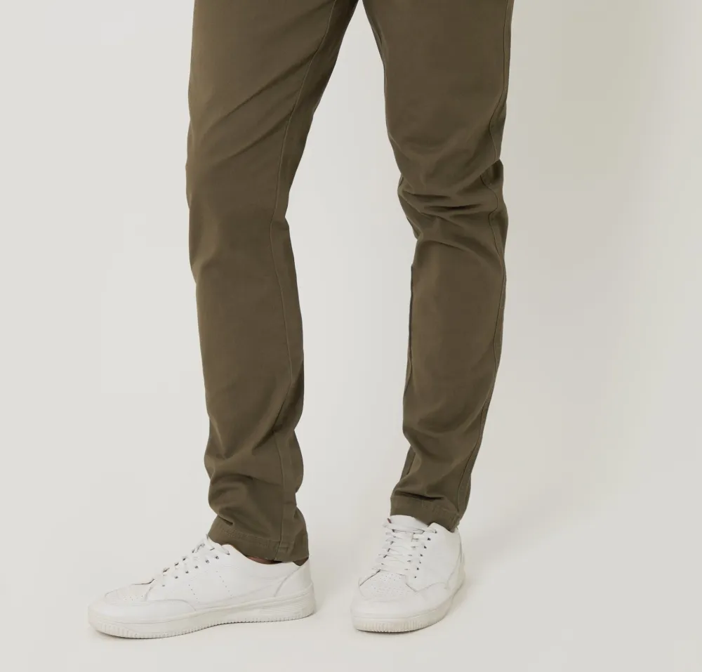 Men's Khaki Green Slim-Fit Chino Pants