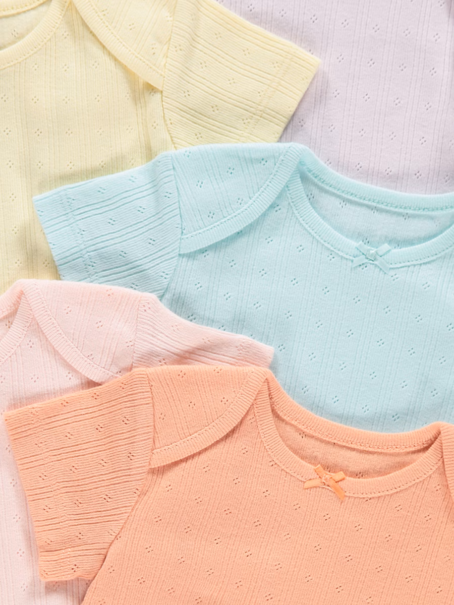 Pastel Pointelle Short Sleeve Bodysuit 5 Pack detail 1