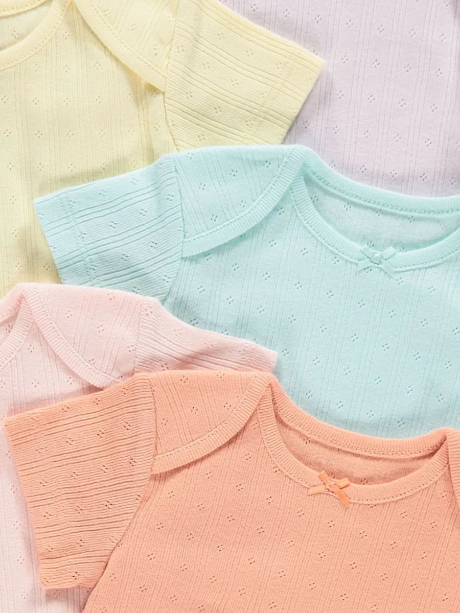 Pastel Pointelle Short Sleeve Bodysuit 5 Pack