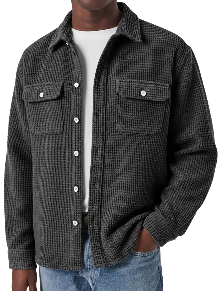 Textured Knit Double Pocket Shirt