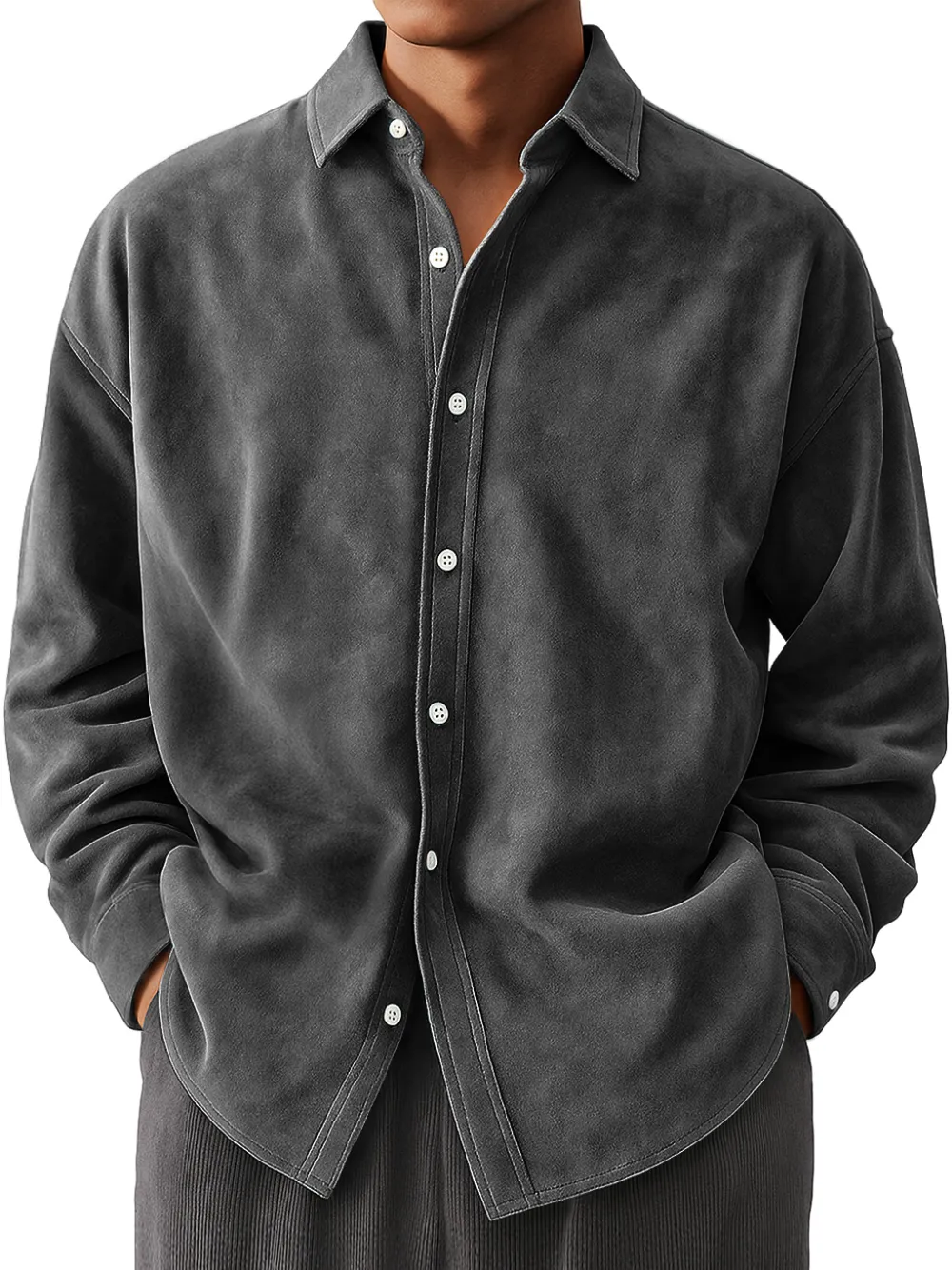 Suede Feel Long Sleeve Shirt