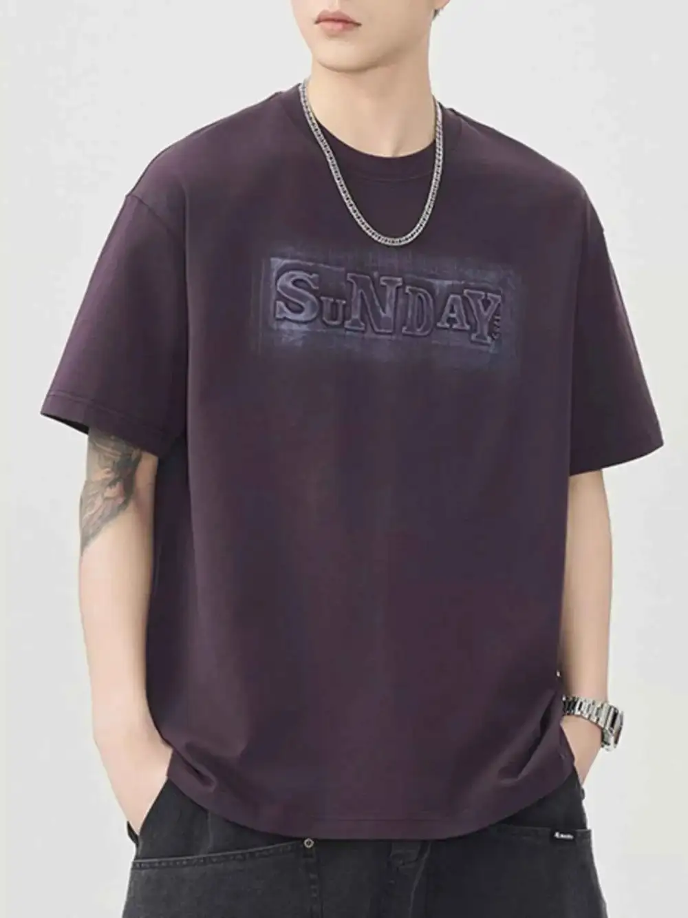 Clean Look Letter Round Neck Short Sleeve T-Shirt