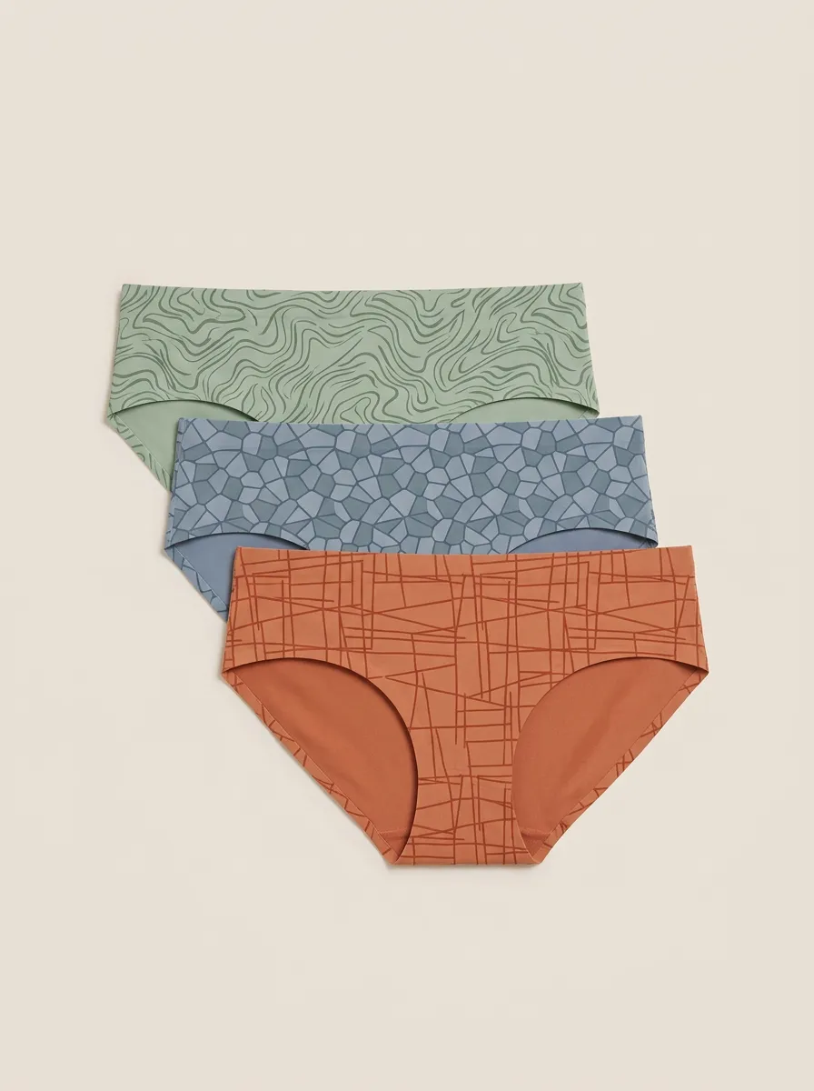 Women's Geometric Abstract Pattern Printed Three Pack Briefs Modern Pattern