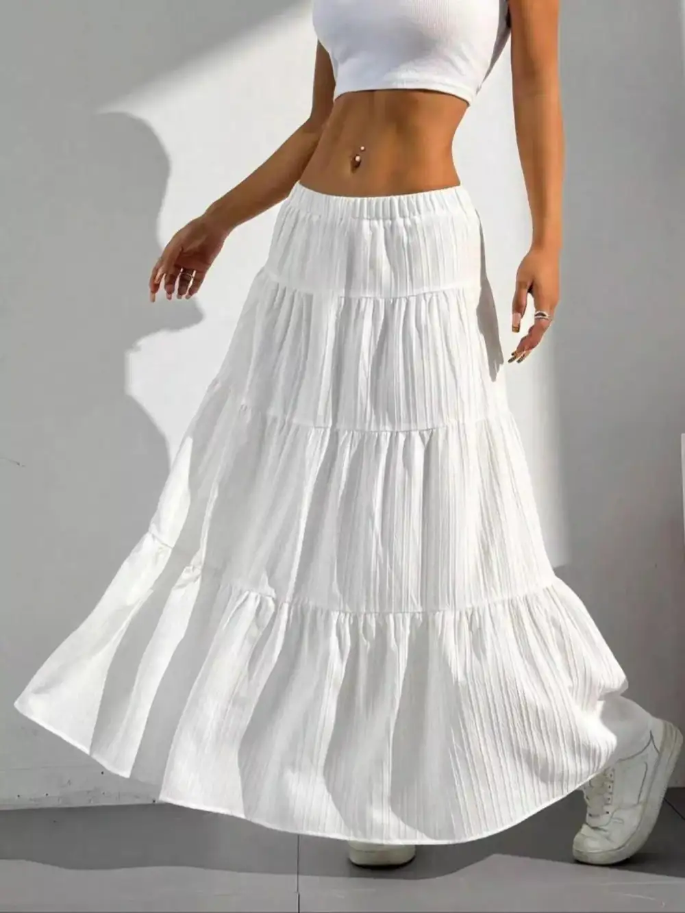 Classic Flowy Tiered Maxi Skirt