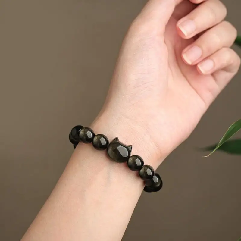 Obsidian Lovely Paw Cat Bracelet