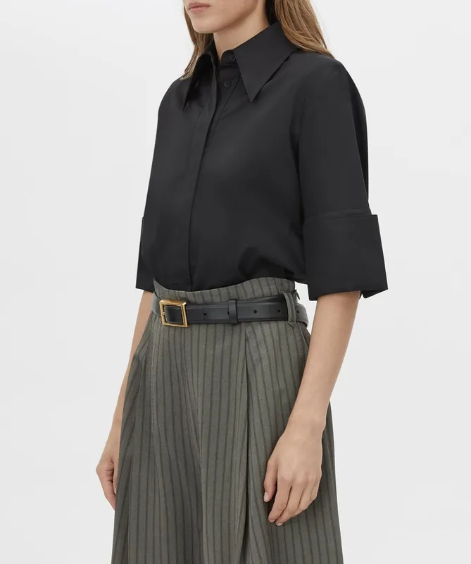 Black Short Sleeve Pique Shirt