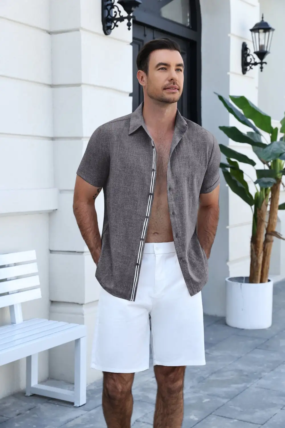 Timelss Contrast Placket Short Sleeve Shirt