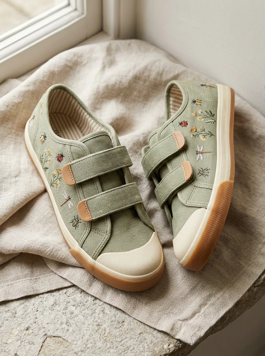 Women's Nature Lover Insect Floral Embroidered Printed Canvas Shoes