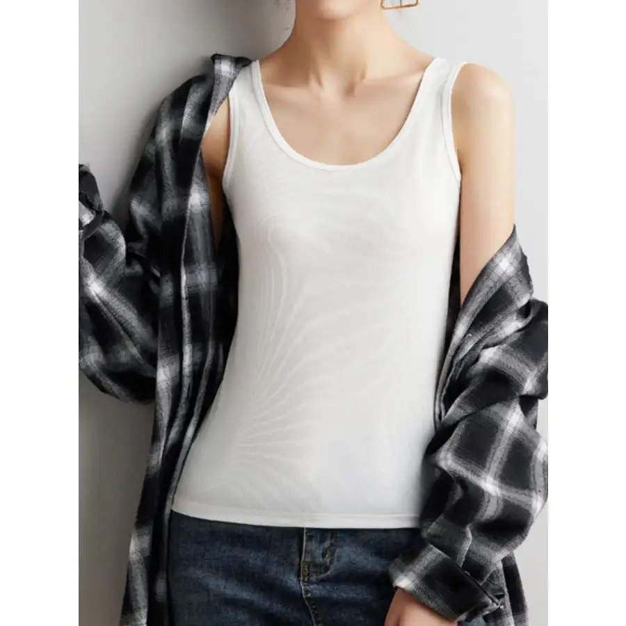 Plus Size Ribbed Scoop Neck Tank Top