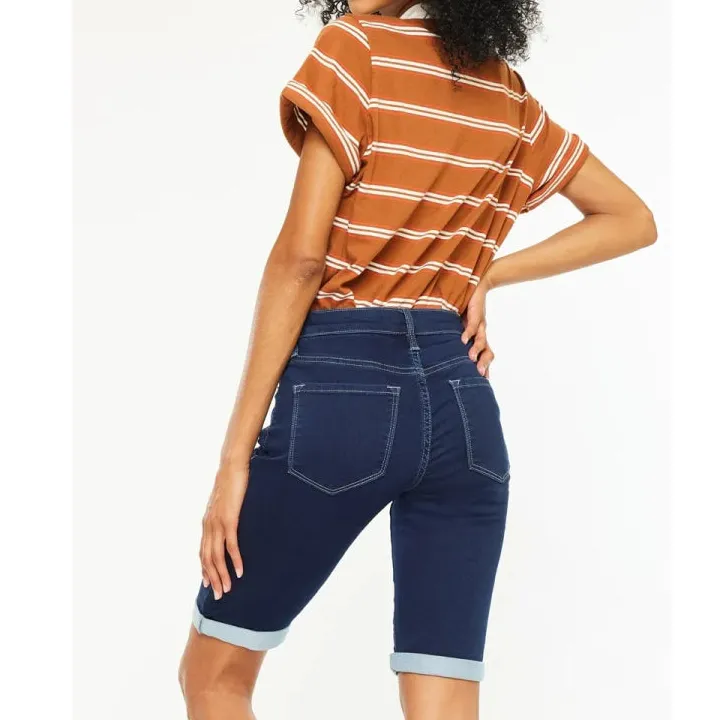 Mid Rise Bermuda Denim Shorts