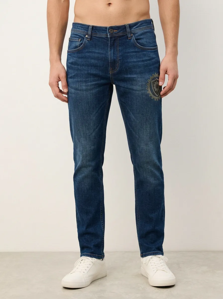 Men's Mid-Blue Industrial Gear Shield Stretch Jeans
