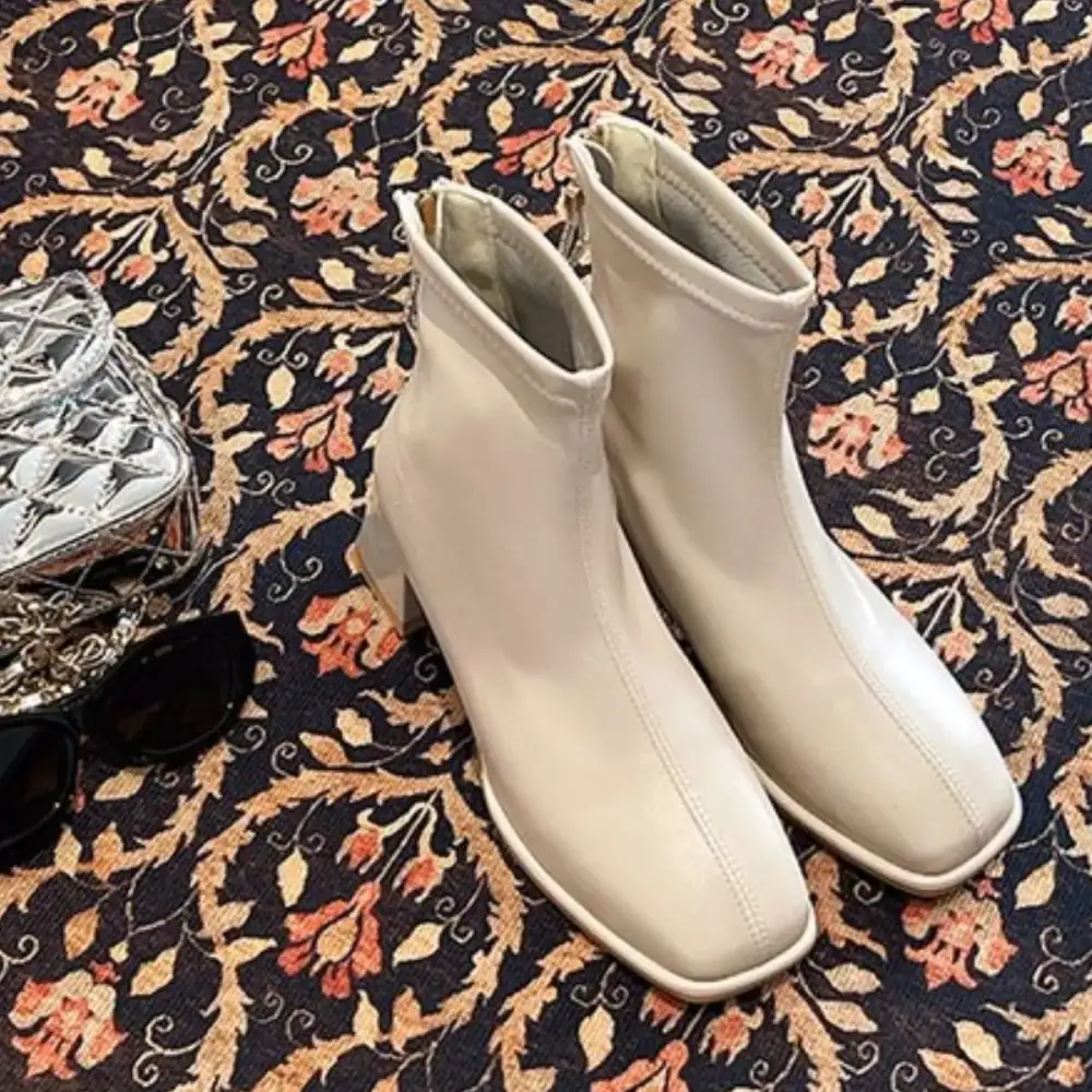 Everyday Square Toe Block Heels Boots