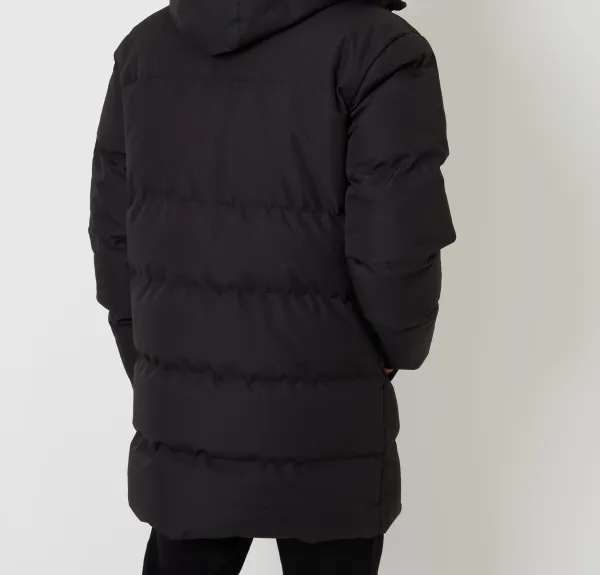 Men's Black Water-Resistant Longline Quilted Parka