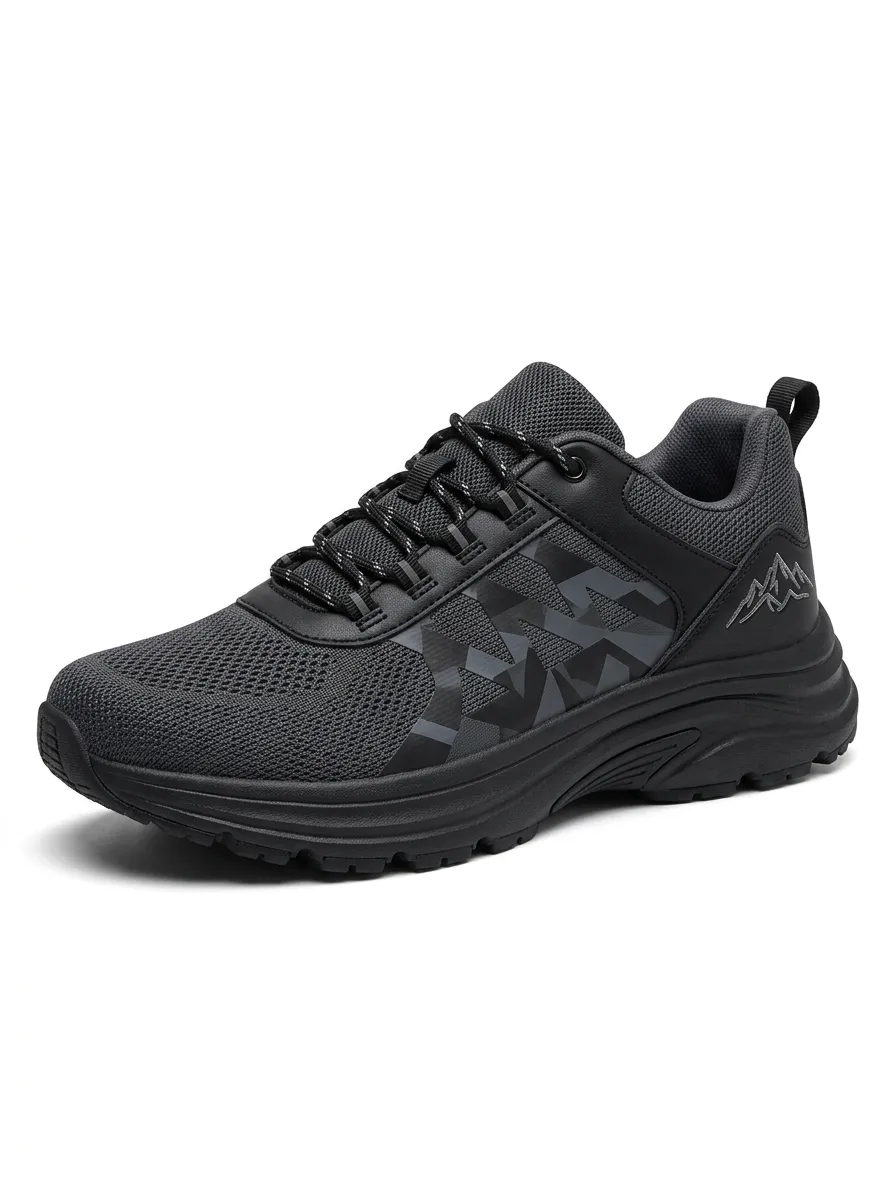 Men's Charcoal Grey Outdoor Mountain Pattern Athletic Sneakers