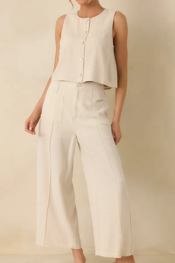 Refined Accent Wide Leg Pants