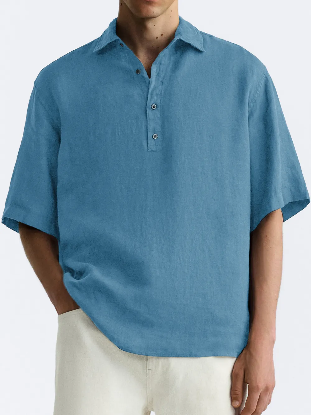 Relaxed Short Sleeve Button Front Shirt