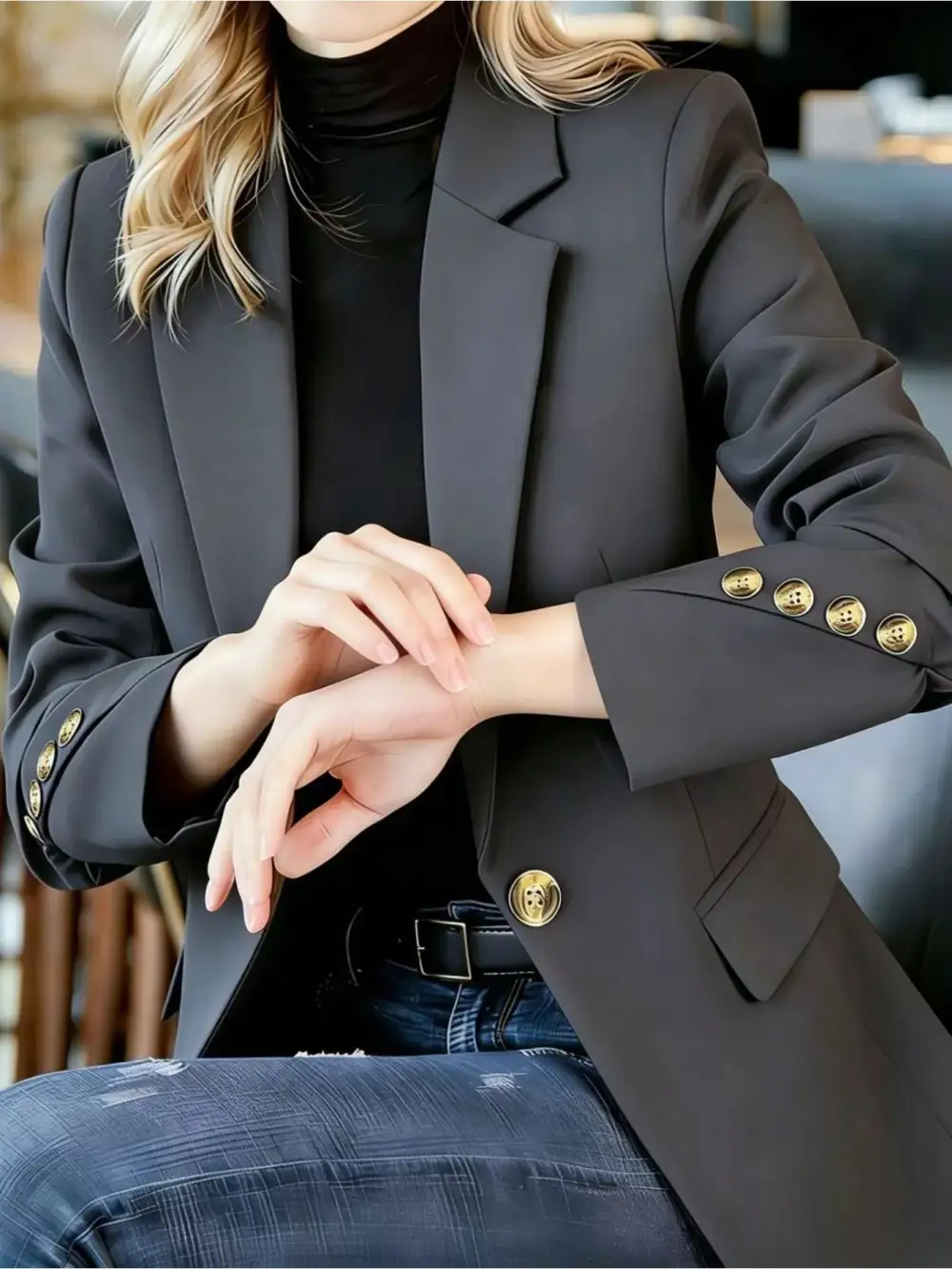 Refined Single-Button Lapel-Collar Blazer