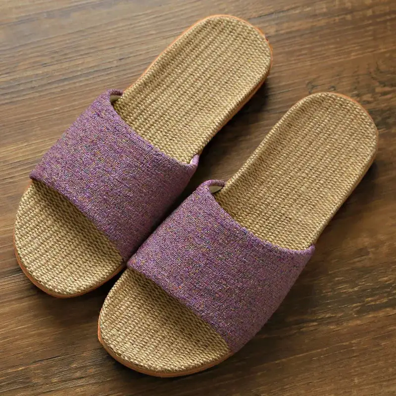 Relaxed Linen Texture House Slippers
