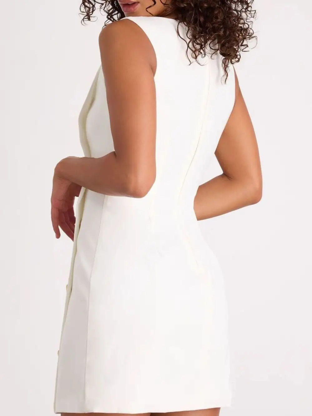 Button Decor Sleeveless Mini Dress