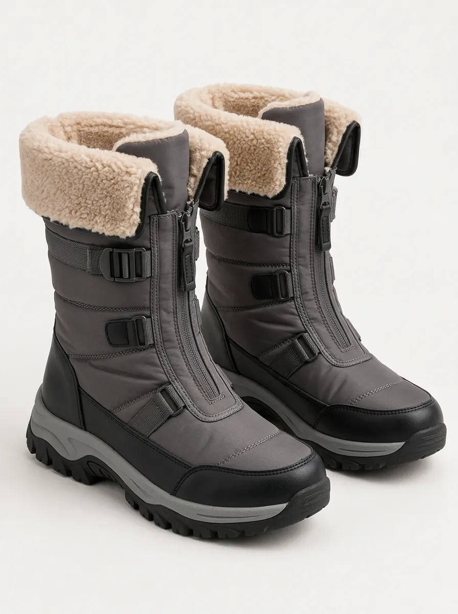 Snow Day Side Zip Fleece Lined Winter Walking Boots