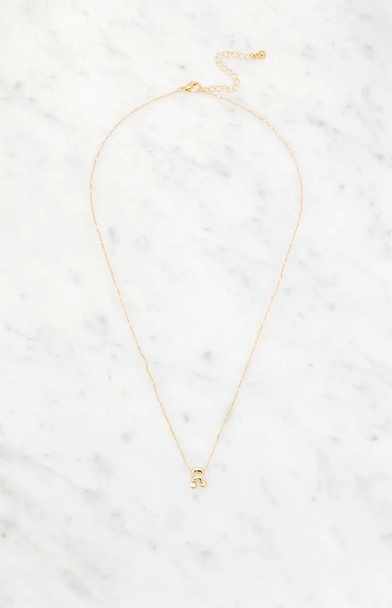 LA Hearts R Initial 14K Gold Plated Necklace