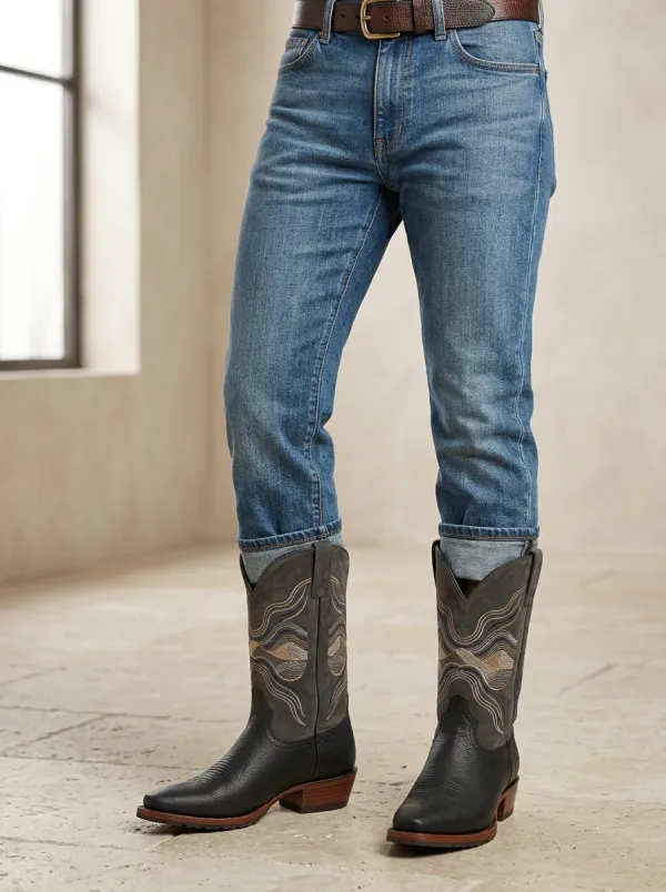 Men's Western Desert Landscape Embroidered Western Boots