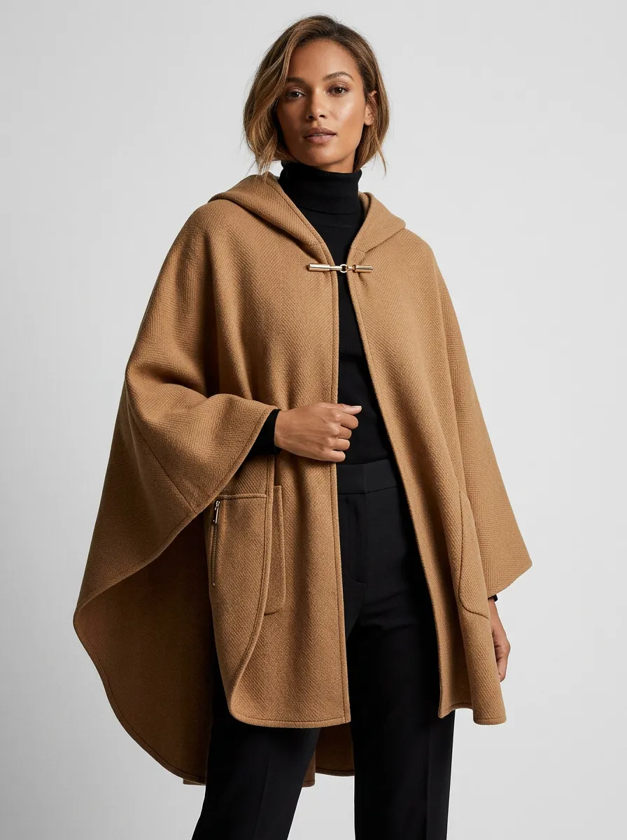 Casual Hooded Women's Cape Poncho