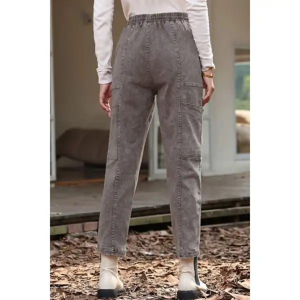 Drawstring Straight Pants with Pockets
