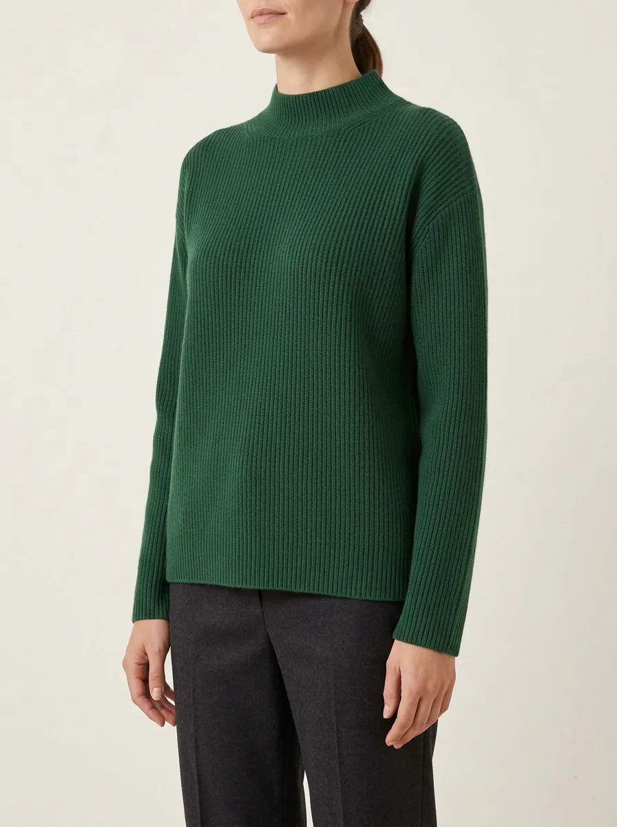 Women's Drop-Shoulder Ribbed Mock Neck Sweater
