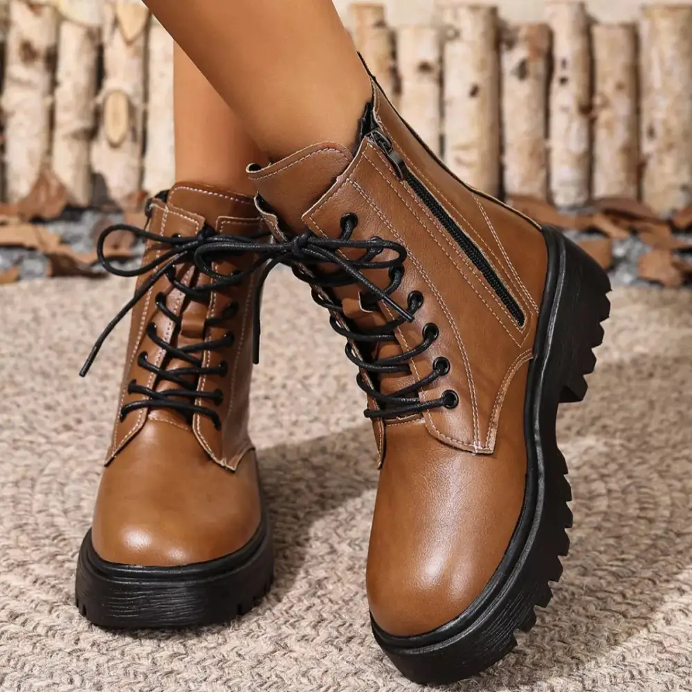Lace Up Ankle Combat Boots