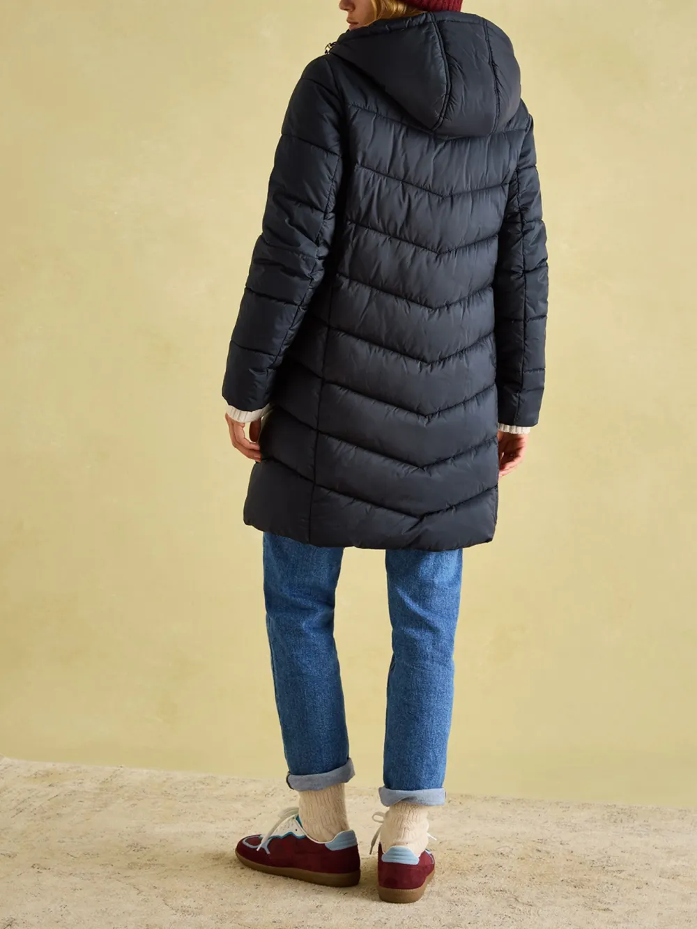Navy Mid Length Showerproof Padded Coat