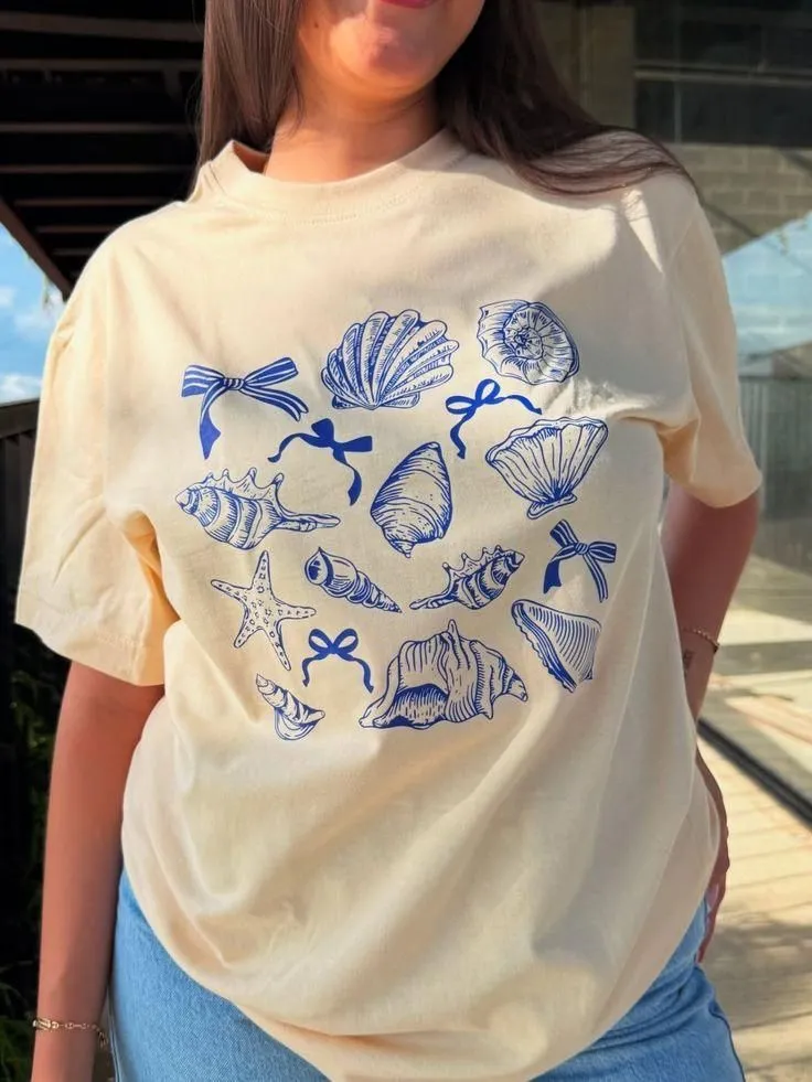 Seashell Print Cotton Tee