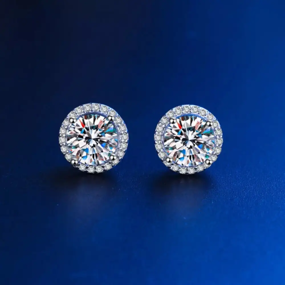 Classic Moissanite Sterling Silver Stud Earrings